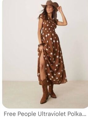Free People ultraviolet Maxi Dress Oak combo Polka Dots XS NWT